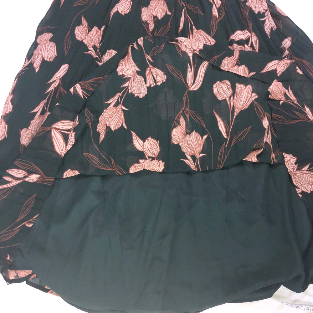 A New Day Green Pink Floral Pleated Midi Skirt Elastic Waist L RN17730 - Picture 9 of 11
